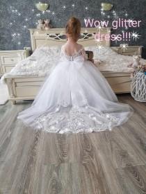 wedding photo - Lace flower girl dress,Flower girl dress tulle,Sparkle flower girl dress,Junior bridesmaid dress,Tutu dress,Toddler wedding dress,Baby dress