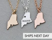 wedding photo - Maine State Necklace Maine Gift State Charm Maine • Jewelry Silver Maine Gold State Pendant • Engraved State Custom Moving Gift