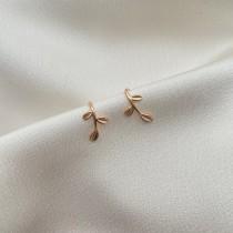 wedding photo - Rose Gold Leaf Threader Earrings, Dainty Open Hoop Earrings, Small Leaf Horseshoe Earrings, Leaf Ear Hooks, Sterling Silver