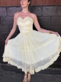 wedding photo - 40’s Printed Voile Strapless Sundress