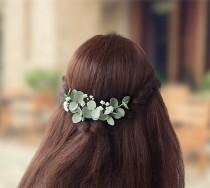 wedding photo - Eucalyptus babys breath hair pins Greenery bridal hair piece Wedding headpiece White gypsophila flower