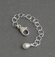 wedding photo - Jewelry Extender in Solid 925 Sterling Silver with Freshwater Pearl Charm. Choose Your Size. Perfect for Layering Necklaces and Bracelets