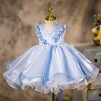 wedding photo - Elegant baby Girls Party Dress Flower 2-12Y Girl Princess Dress For Wedding Gown Kids Dresses for Girls Evening Prom Pageant blue Dress