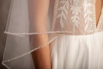 wedding photo - Beaded wedding veil, blusher veil comb, fingertip veil, pearl veil