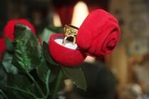 wedding photo - Ring box, rose ring box, velvet ring box, red ring box, flower ring box, ring holder
