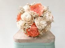 wedding photo - Coral Star Collection- Wood Flower Bouquet Coral Bouquet Sola Wood Flower Bouquet Customizable