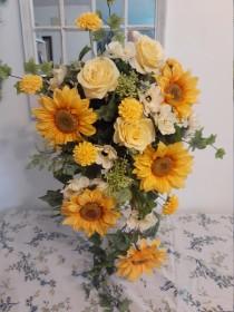 wedding photo - Cascading sunflower bouquet