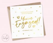 wedding photo - Personalised Cute Engagement Card - Gold, Silver and Rose Gold Card - Engaged Card - You're Engaged Card - Engagement Congratulations Card