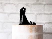 wedding photo - Guinea Pig Wedding Cake Topper With Bride Groom and 2 Guineas Silhouette