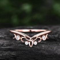 wedding photo - Unique moissanite wedding band Celtic Knot ring band Norse Viking ring Jewelry rose gold silver ring for women bridal ring anniversary gifts