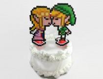 wedding photo - Link and Zelda Kissing Cake Toppers - Gamer Wedding Decorations 6 inch