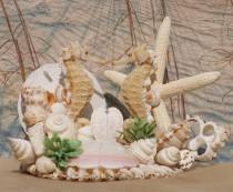wedding photo - Seahorse Seashell and Starfish Bridal Cake Topper for any  Beach, Destination, Summer, Seaside Wedding