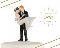 wedding photo - Custom Wedding Cake Topper - Romantic Bride and Groom - Bride Swept Up In His Arms - Bride and Groom Wedding Cake Topper - Romance - Love