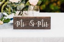 wedding photo - Mr And Mrs Wedding Signs - Wooden Table Sign - Rustic Table Decor - Wedding Table Centerpiece