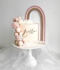 wedding photo - Macrame rainbow cake topper 