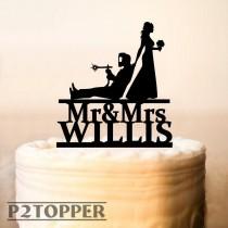 wedding photo - Personalized Welder and Bride Wedding Cake Topper, Professional Welder Cake Topper,  Welding Soldering Blowtorch, Funny cake topper  (0418)