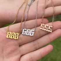 wedding photo - 111, 222, 333, 444, 555, 777, 999, 888 Angel Number Necklace Stainless Steel, Custom Jewelry Necklace Charms Gold Minimalist Pendant Design