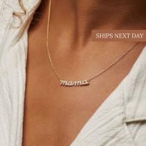 wedding photo - Pave Mama Script Necklace by Caitlyn Minimalist in Sterling Silver, Gold & Rose Gold • Perfect Gift for Mom • Mothers Day Gifts • NR010