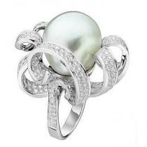 wedding photo - Алмазный Роскошные и Pearl Ring