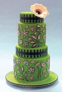 wedding photo - Green Custom Fondant Special Wedding Cake 