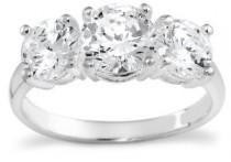 wedding photo - Sterling Silver 3-Stone Cubic Zirconia Ring: Jewelry