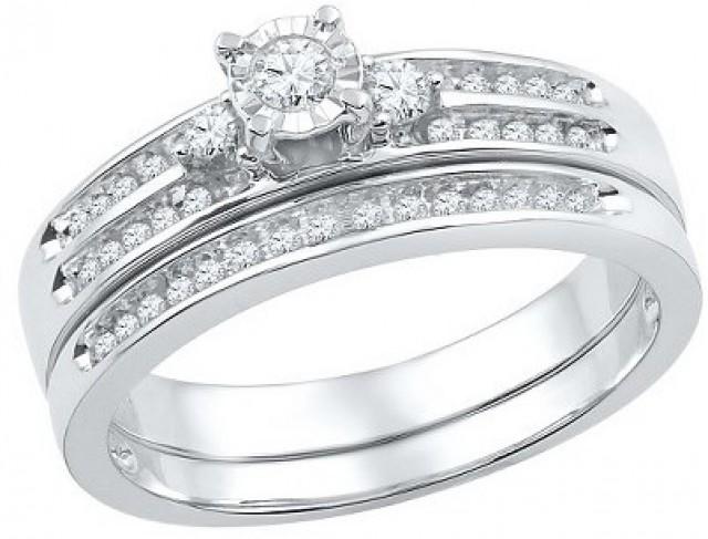 1/4 CT. T.W. Round Diamond Prong, Miracle And Nick Set Bridal Ring In ...