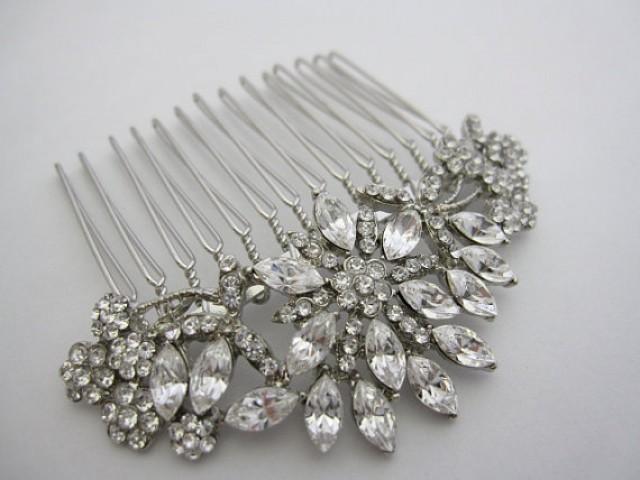 Vintage Rhinestone Hair Comb 9