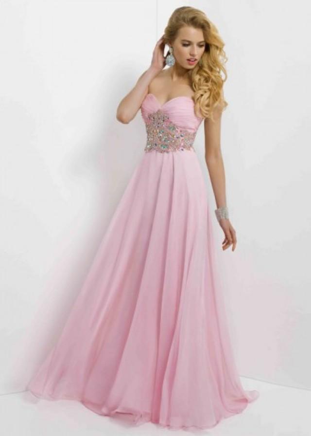 Fashion Cheap Long Strapless Ruched Rhinestone Beaded Crystal Pink Prom ...