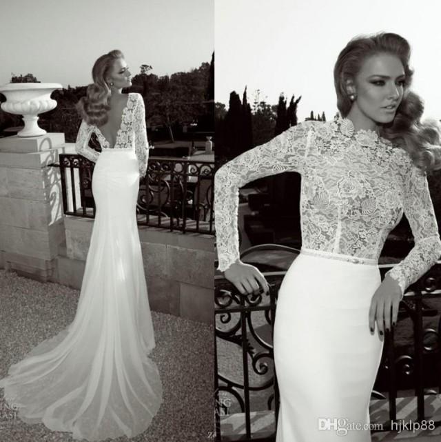 Vintage Lace Wedding Dresses Mermaid Long Sleeve Backless 1