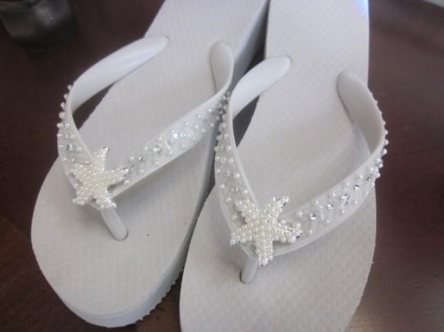 BRIDAL Flip Flops! Wedding Flip Flops.White Beach Wedding Flip Flops ...