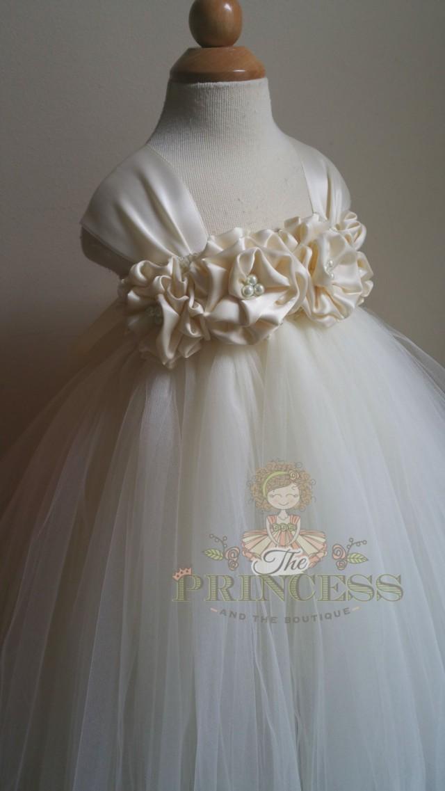 Ivory Vintage Flower Girl Tutu Dress 6