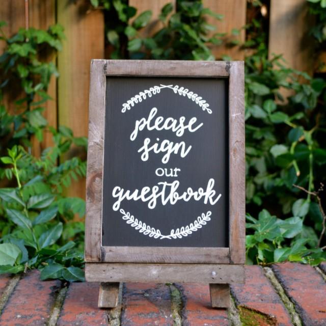 Please Sign Our Guestbook Wedding Sign {Handmade Chalkboard Calligraphy ...