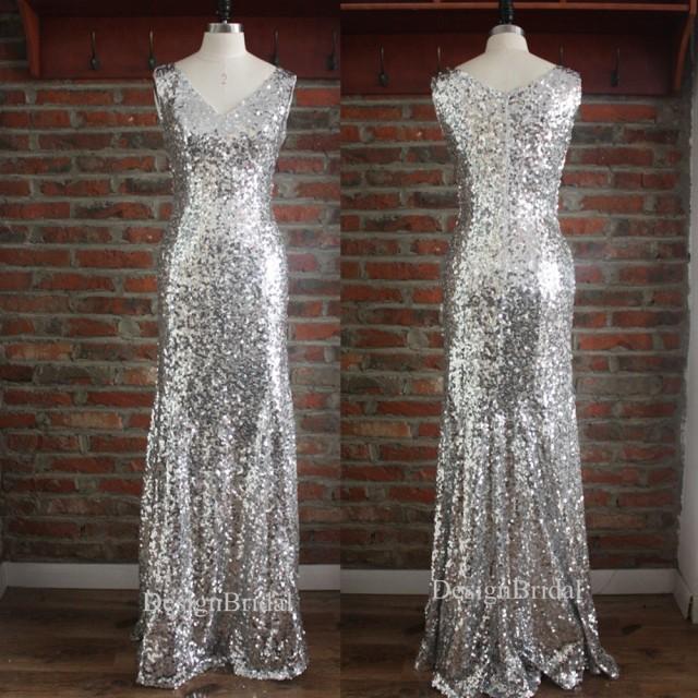 V Neck Sexy Sequin Dress,Elegant Women Evening Dress,Long Formal ...