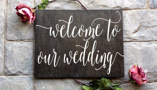 36X24 Welcome To Our Wedding Wood Sign, Wood Sign, Wedding Wood Sign ...