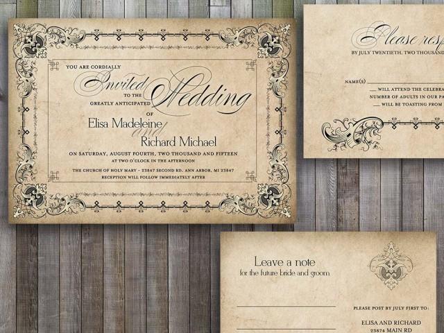 Wedding Invitations Printable Vintage Old Fashioned Wedding Invitations ...