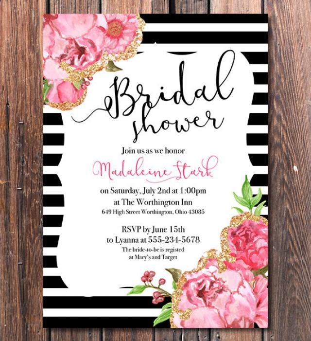 Black And Pink Bridal Shower Invitation With Gold Accents #2559583 ...