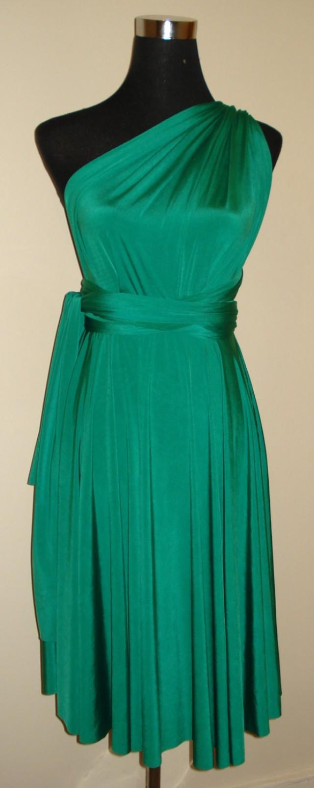Emerald Green Knee Length Infinity Dress Bridesmaid Wedding Dress ...