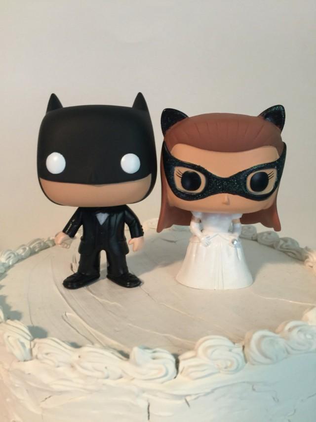 Custom Funko Pop Batman And Catwoman Wedding Cake Toppers
