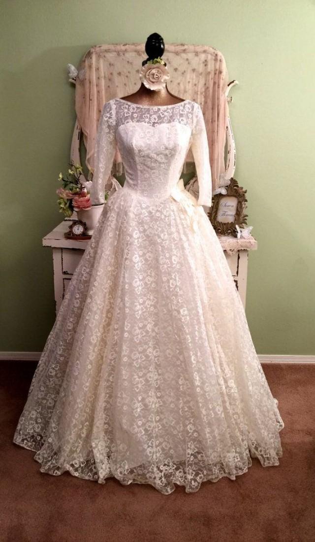Dress - Vintage 50s Lace Wedding Dress #2612524 - Weddbook