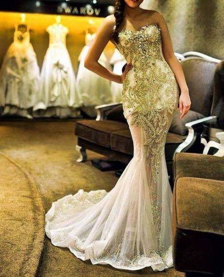 Wedding Dresses - Gold Mermaid Wedding Dress #2029521 - Weddbook