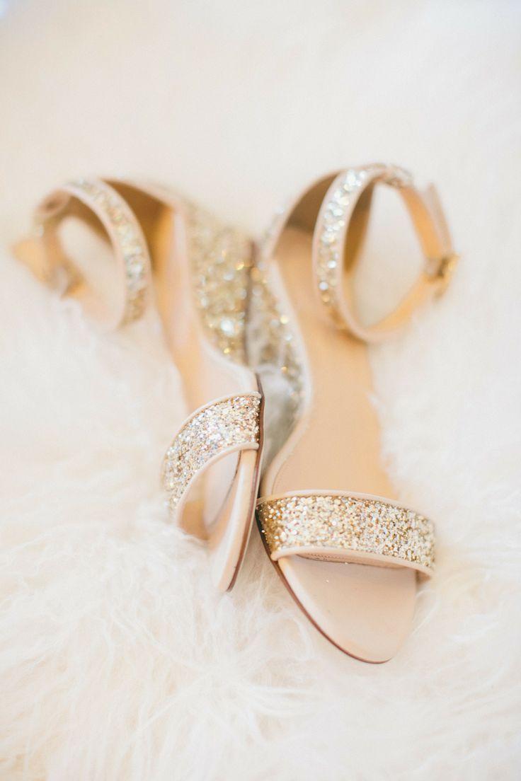 Wedding Nail Designs - Sparkly Gold Bridal Flats #2030658 - Weddbook