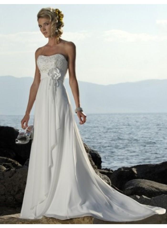 Empire A-line Strapless Flower Belt Slim Chiffon Wedding Dresses WE0113 ...