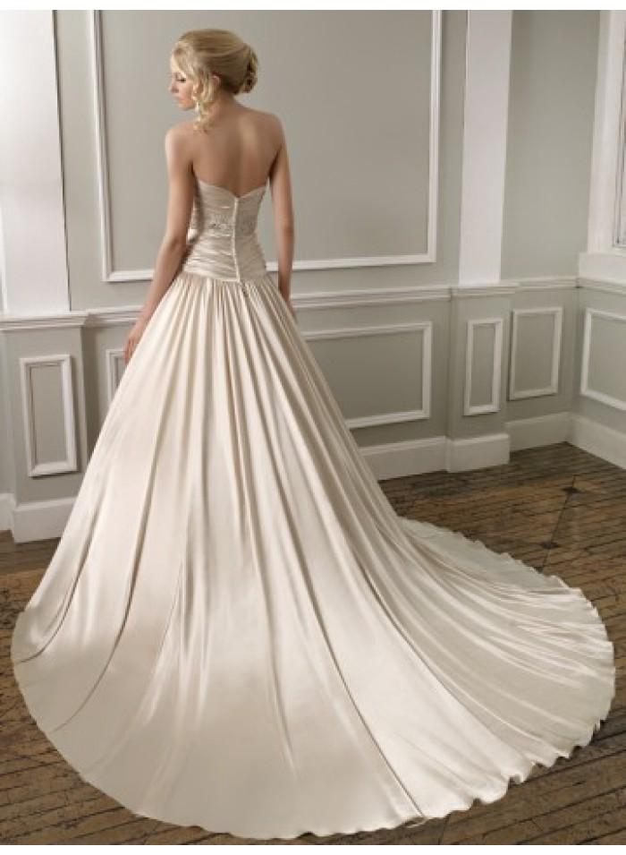 A-line Sweetheart Ruching Brush Train Satin Wedding Dresses WE3994 ...