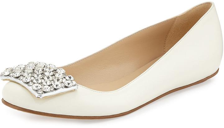 Kate Spade New York Brilliant Jewel-Toe Ballerina Flat, Cream #2153807 ...