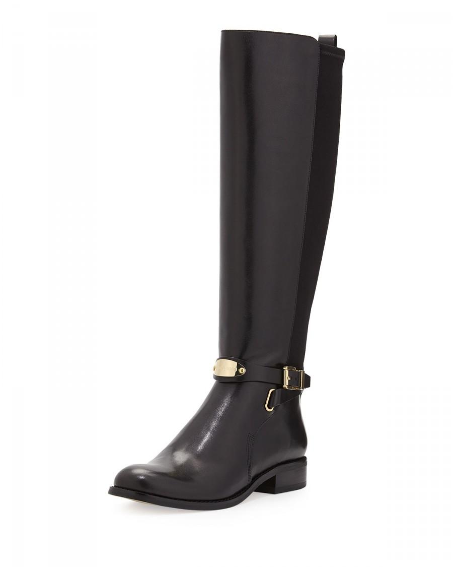 MICHAEL Michael Kors Arley Stretch Leather Knee Boot, Black #2198115 ...