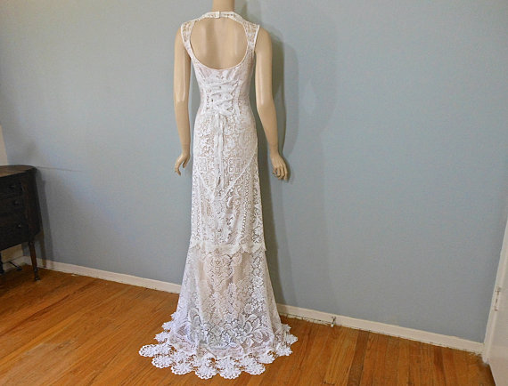 FAIRY Wedding Dress, Crochet WEDDING Dress, Corset Back, Bohemian ...