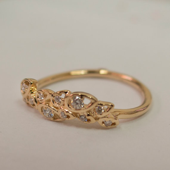 Leaves Engagement Ring - Rose Gold And Diamond Engagement Ring ...