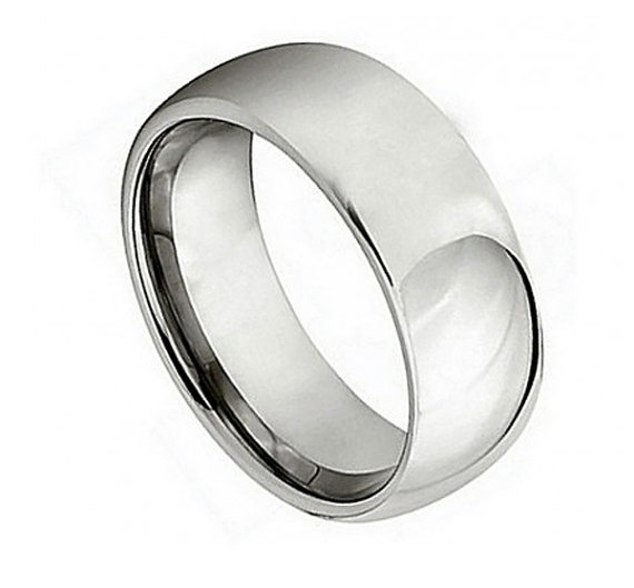 7MM Men's Titanium Polished Shiny Domed Edge Ring Wedding Engagement ...