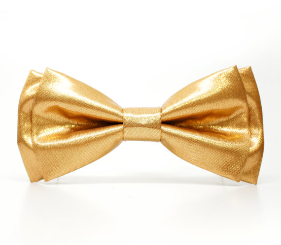 Gold Satin Bow Tie For Boys, Toddlers, Baby - Pre-tied Bowtie - Ring ...