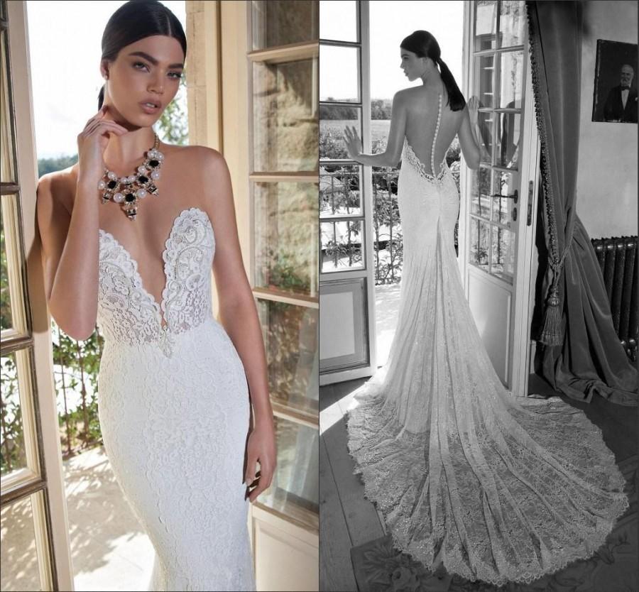 2015 Berta Spring Wedding Dresses Sexy Sheer Top Selling Back Sheer ...